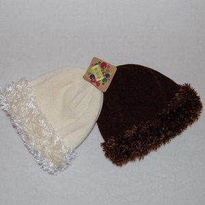 Dillard's Hats (2 for $15), Faux Fur Brim, Brown & Off-White
